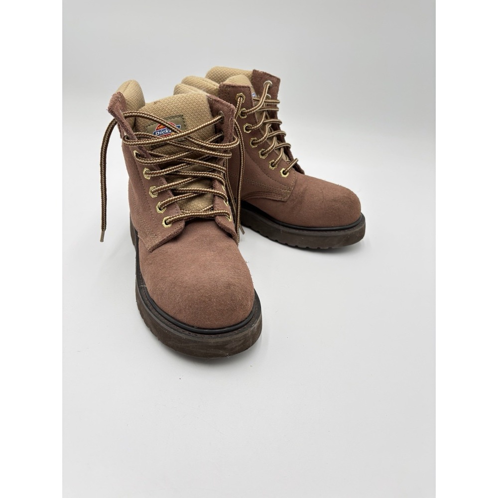 Dickies Womens 6.5M Pink Suede Steel Toe EH Work Boots Safety Lug Sole 8400